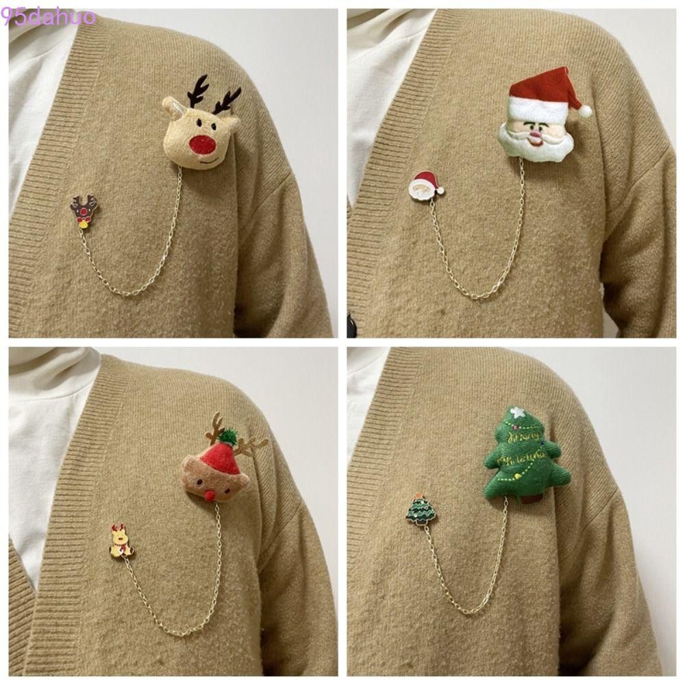 Dahuo คริสต์มาสเข็มกลัด,เสื้อผ้าตกแต่ง Santa Claus Plush Chain เข็มกลัด,กระเป๋าอุปกรณ์เสริม Snowman Elk การ์ตูนตุ๊กตาขนาดเล็กเสื้อผ้า Badge Pins Xmas ของขวัญ