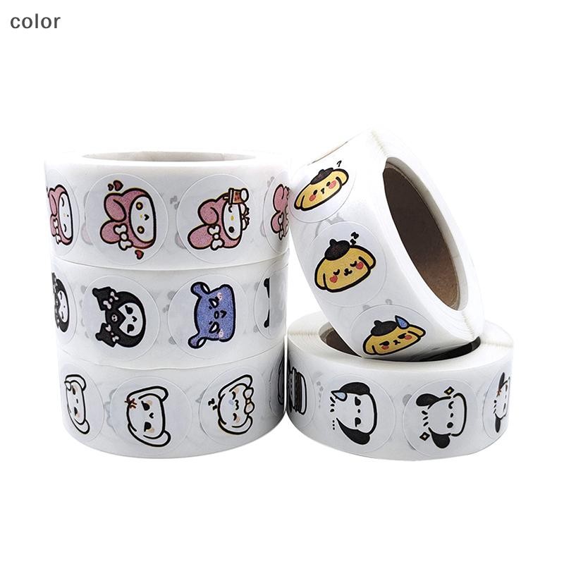 [สี] 500 ชิ้น/ม้วนการ์ตูน Sanrio สติกเกอร์ Kawaii Hello Kitty Kuromi Melody Diy Pvc แล็ปท็อป Decals ตกแต่ง Stiker รางวัลเด็กของขวัญของเล่น TH