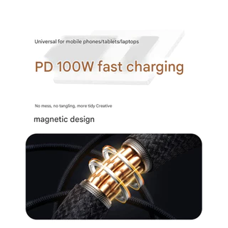 1m/1.5m/2m สายชาร์จแม่เหล็กประเภท c สายชาร์จเร็ว 100W สายชาร์จเร็วสําหรับ Huawei xiaomi usb type c สายเร็ว