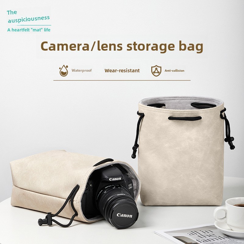 Bekahome กล่องใส่เลนส์ กระเป๋าใส่เลนส์กล้องกันน้ํา PU สําหรับเลนส์กล้อง DSLR Poos กระเป๋าใส่กล้อง