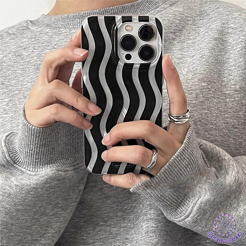 สร้างสรรค์แถบขนนกเส้นด้ายเส้นด้ายสีดำ เคส IPhone XR 16 11 15 13 14 12 Pro Max 7Plus X XS MAX 7 8 16 14 15 Plus SE 2020