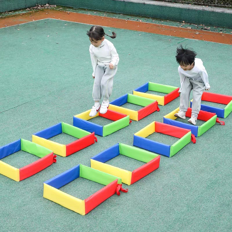 เด็กสนุกเกมกลางแจ้งกระโดดกรอบเจาะหลุมของเล่นประสาทสัมผัสบูรณาการการฝึกอบรมเด็กอนุบาลกีฬาอุปกรณ์ประกอบฉากหลายการเล่น - รูปที่ 4