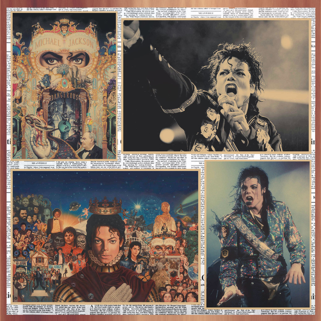 Rock Song Star Michael Jackson Michael Jackson Vintage โปสเตอร์กระดาษคราฟท์ภาพวาดตกแต่งผนัง