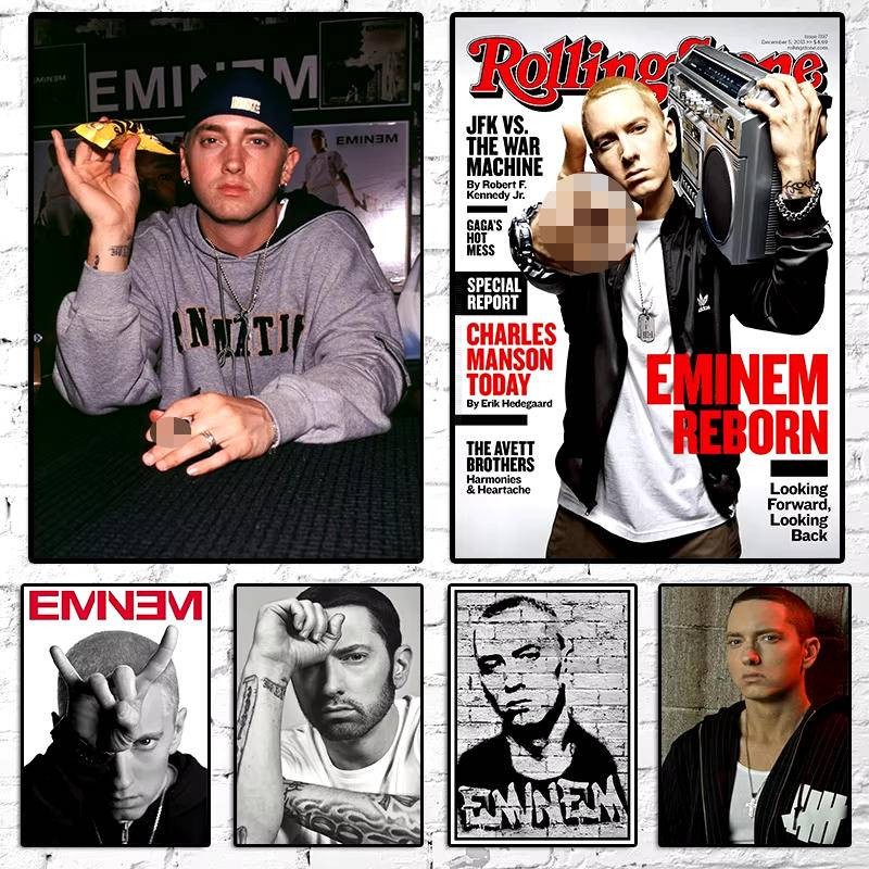 Eminem โปสเตอร์ 8 Mile โปสเตอร์ Hip Hop Rapper นักร้อง Eminem โปสเตอร์ผ้าใบภาพวาดตกแต่งบ้าน Wall Art