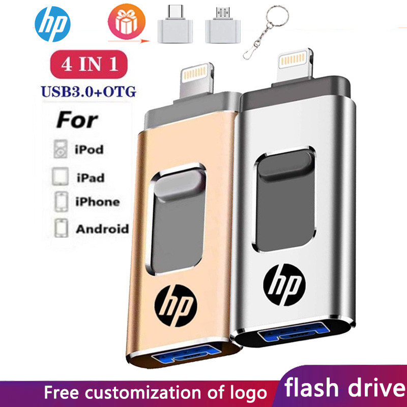 Hp 4 in 1 Flash Memory Driver 1TB 512GB 128GB 256GB 64GB USB3.0 Memory Stick 16GB 8GB 32GB OTG Pen Driver, เหมาะสําหรับ iPhone/Android โทรศัพท์มือถือคอมพิวเตอร์