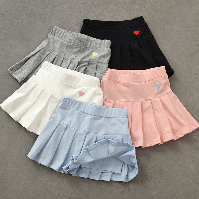 Kids Skort จับจีบมีสไตล์พร้อมกางเกงขาสั้นนิรภัย: กระโปรงฤดูร้อนสําหรับเด็กผู้หญิงเด็ก