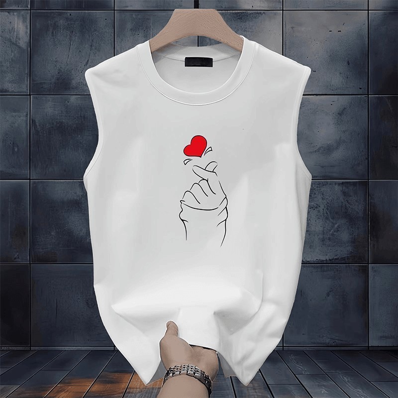 NEW เสื้อแขนกุด สกรีนลายมินิฮาร์ท สีขาว สีดำ OP-1070