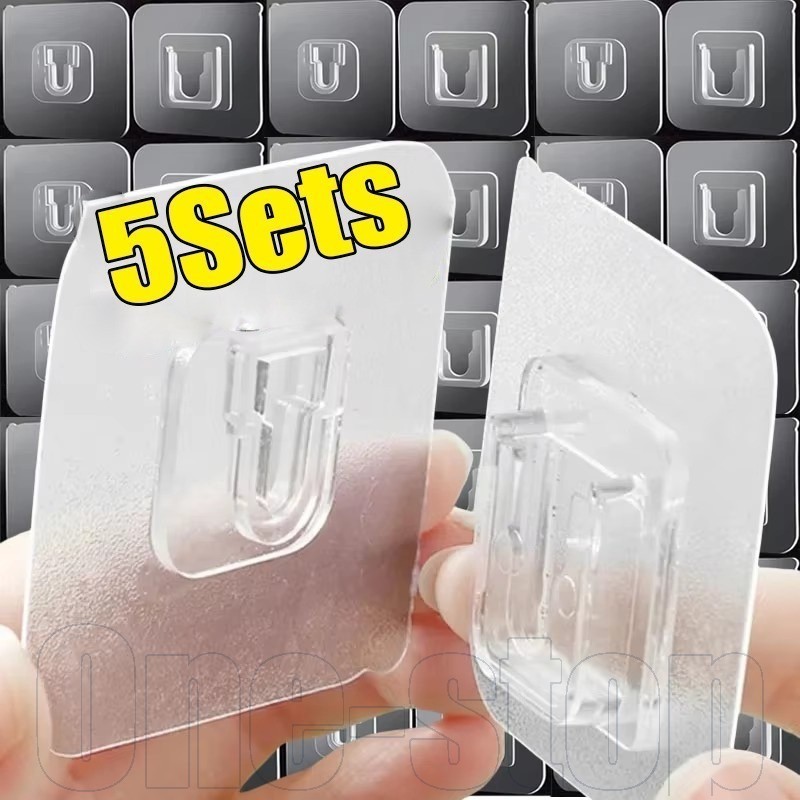 1/3/5sets Snap Fastener Hook - สําหรับกล่องกระดาษ, กรอบรูป, แถวซ็อกเก็ต - ชั้นเก็บของ - อเนกประสงค์, ติดผนัง, กาวในตัว, กันน้ํา - ไม้แขวนเสื้อกาว