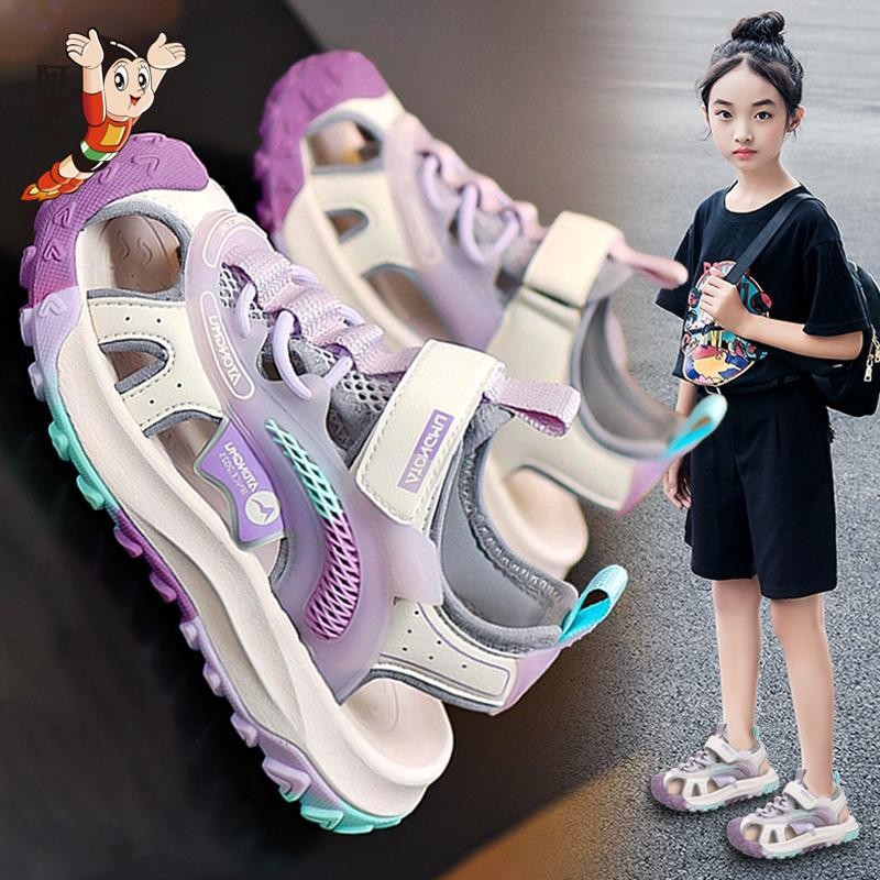 25-04 สินค้าใหม่เปิดตัวโปรโมชั่นผมตรง Astro Boy รองเท้าแตะสาวไม้ Baotou ฤดูร้อน 2025 แฟชั่นสไตล์ใหม่