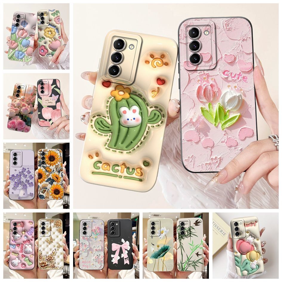 SAMSUNG สําหรับsamsung Galaxy S21 FEปลอกSM-G990Bแฟชั่นกระบองเพชรดอกไม้เลนส์ฝาครอบป้องกันสําหรับSamsung S21 FE 5G S21FE Capa