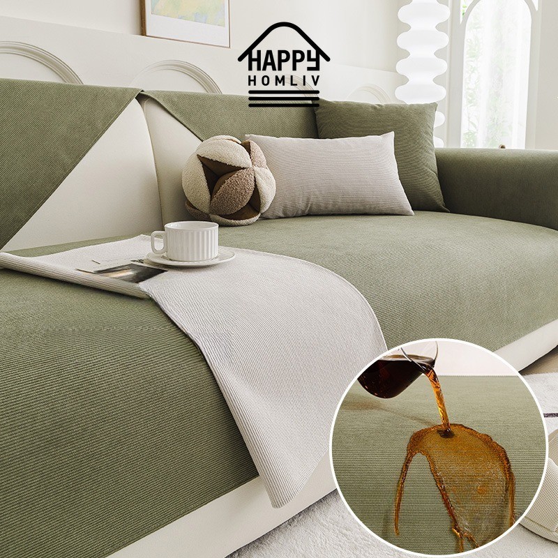 Happy HOMLIV เบาะโซฟากันน้ําปัสสาวะ Four Seasons Universal Anti-Slip โซฟาฝาครอบป้องกันเบาะสัตว์เลี้ยง Anti-Cat Scratch Non-Sticky เบาะโซฟา