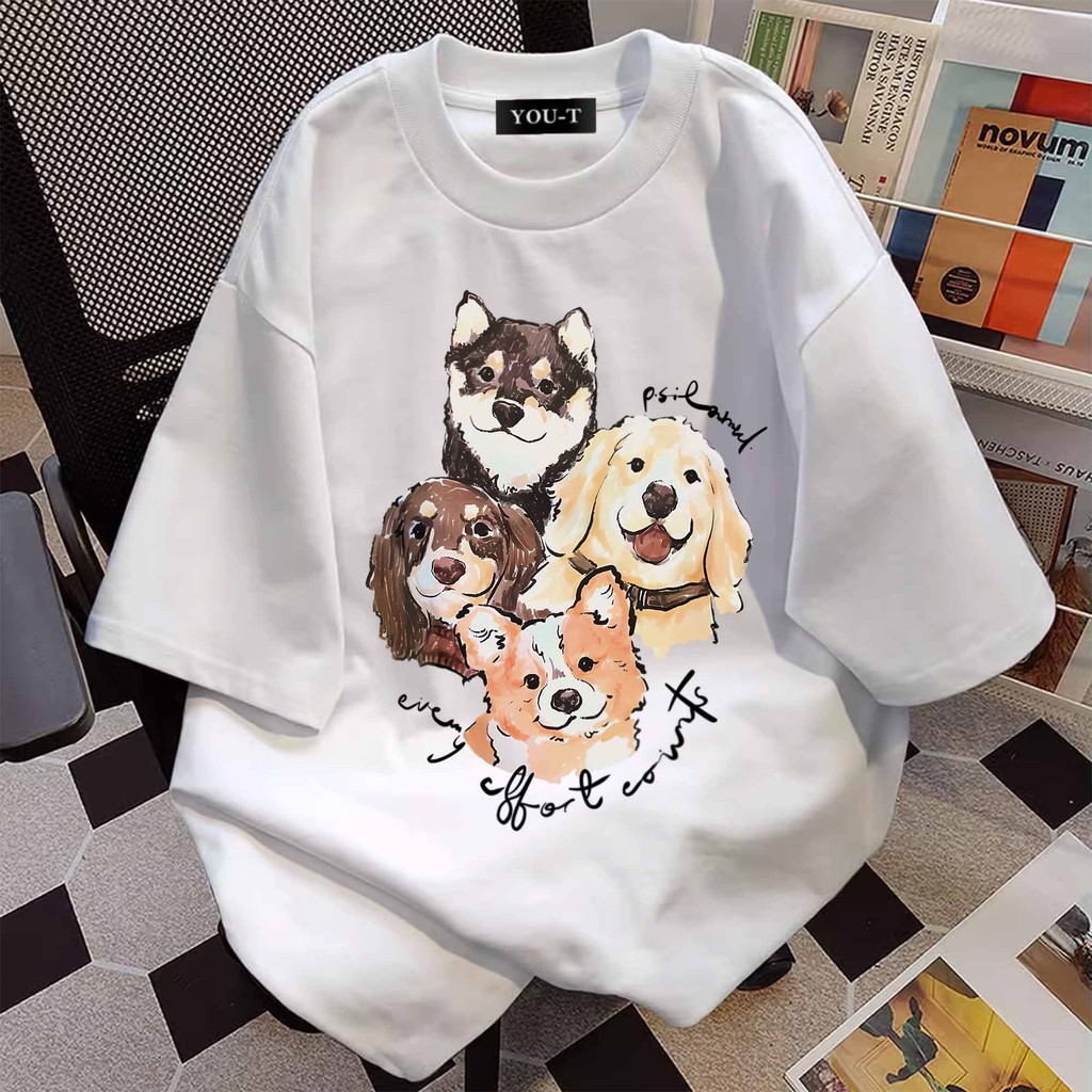 Basi💥 ผู้หญิง เสื้อยืด oversize เกรดพรีเมียม เสื้อคอตตอน100% ไม่หดตัว ใส่สบาย การ์ตูนน่ารัก ลาย 