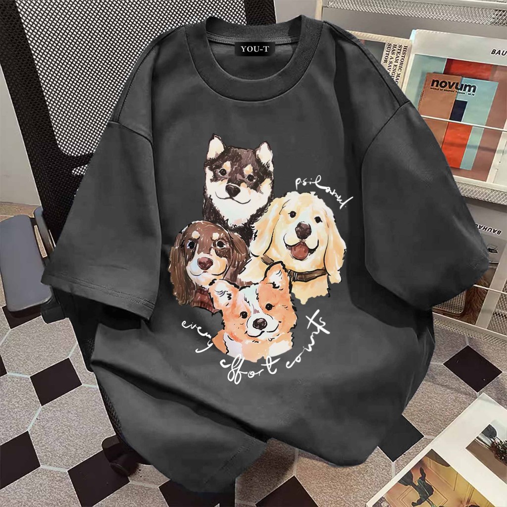 Basi💥 ผู้หญิง เสื้อยืด oversize เกรดพรีเมียม เสื้อคอตตอน100% ไม่หดตัว ใส่สบาย การ์ตูนน่ารัก ลาย 