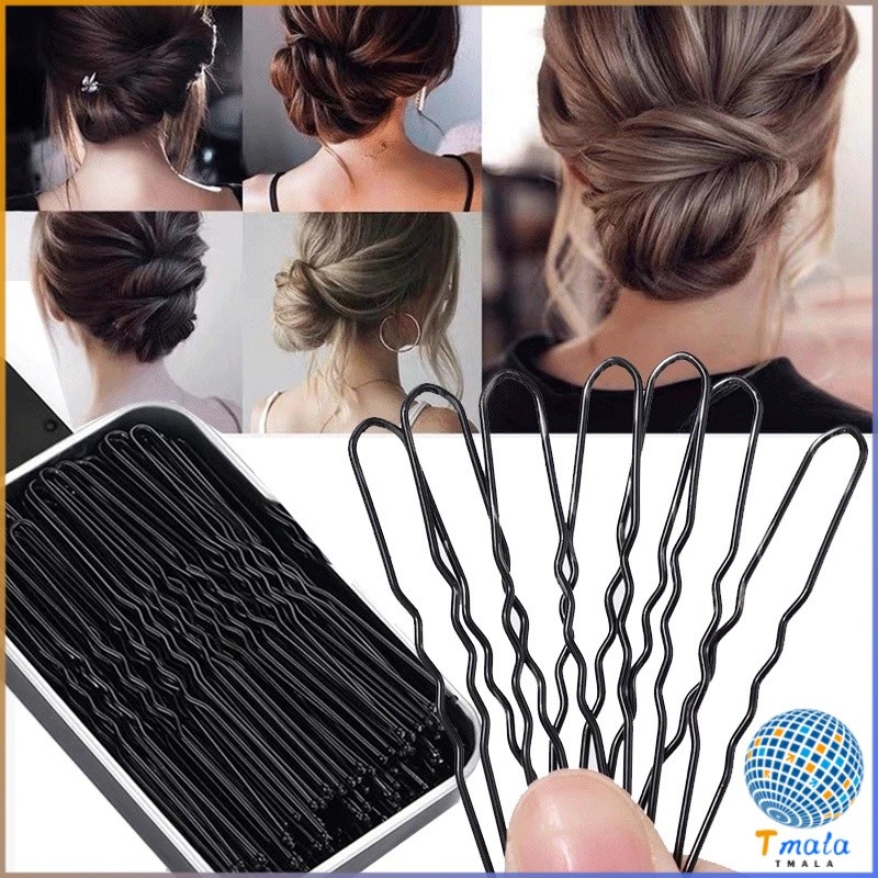Tmala 50Pcs กิ๊บตัวยู U กิ๊บดำ  ปลอดภัย กิ๊บพิธีการ เครื่องมือจัดแต่งทรงผม Hairpin
