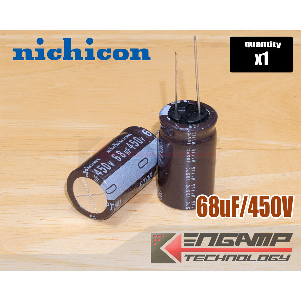 (1ลูก) [E-CAP] 68uf/450V 105ºC Nichicon PT(M) 18x30mm P=7.5mm