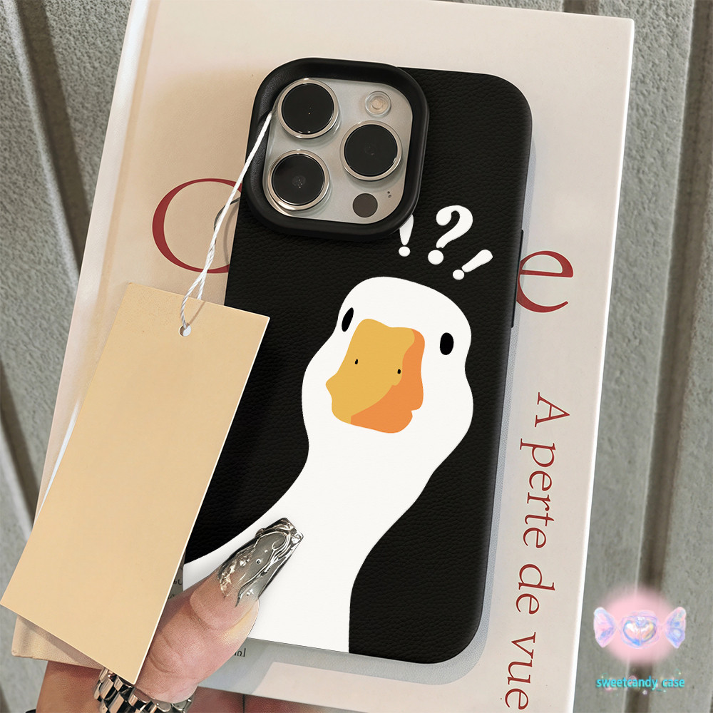 🌹จัดส่งในพื้นที่🌹เคสเหมือนเปลือกลิ้นจี่ คำถามห่าน ตลก สําหรับIPhone16 15 14 13 7 8plus Pro Promax XR XS เลือกได้5สี