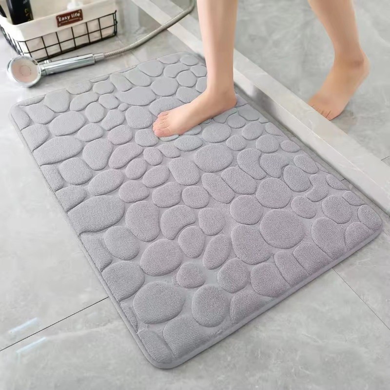 COD พรมห้องน้ำกันลื่นสุดนุ่ม แห้งไว-ซับน้ำดี ลายหินทนทาน 40*60cm