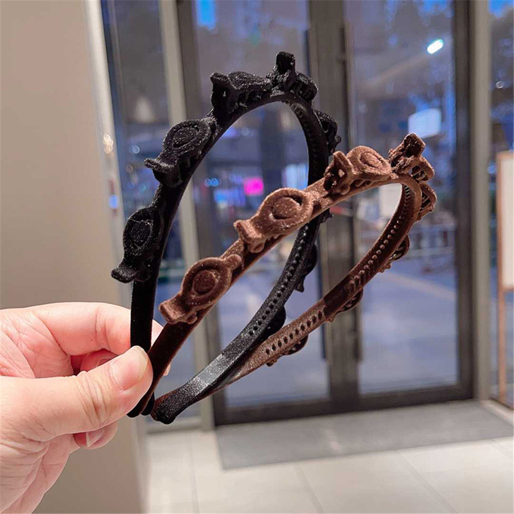 Flocked ผม Braided Hairband หญิง Simple หน้าผาก Noble ผมการ์ดผมหัก Finishing Artifact อารมณ์แถบคาดศีรษะ - รูปที่ 7