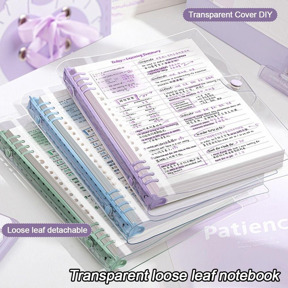 สมุดโน๊ต ROSE Binder, A5 หนังสือวาระโปร่งใส,แบบพกพาหลวมใบรายวันวางแผนรายสัปดาห์ Sketchbook Note Pads โรงเรียนอุปกรณ์สํานักงาน