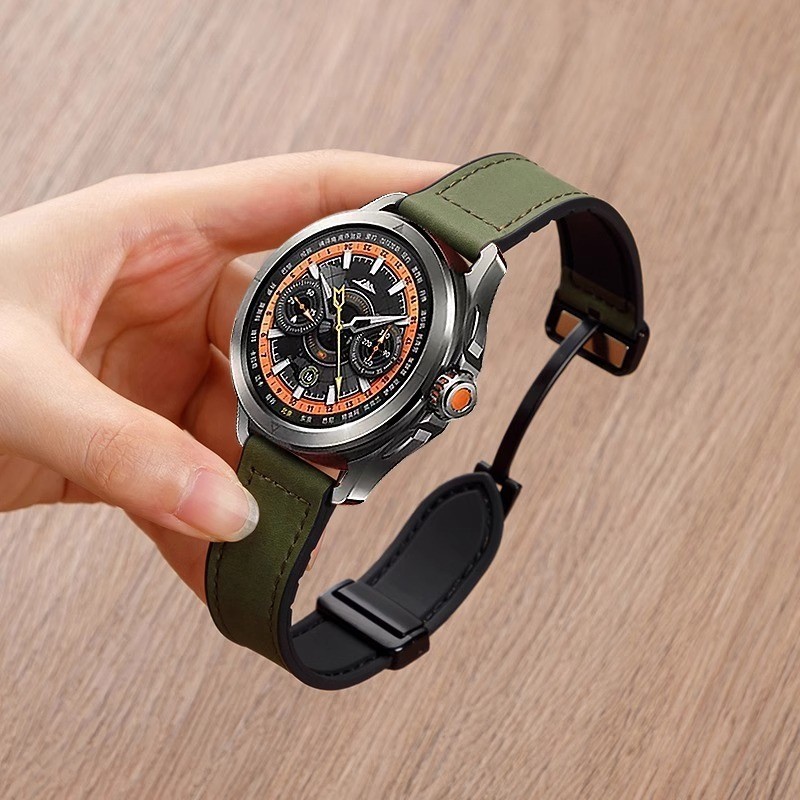 20 /22 มม.ซิลิโคนหนังสําหรับ Huawei Watch 5 GT6 Pro GT7-6-5-4 46 มม.GT Runner 2 สายรัดยางยืด Amazfit