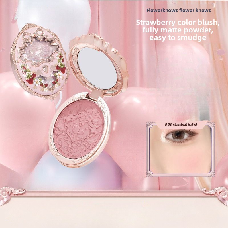 FLOWER KNOWS Strawberry Rococo Embossed Blush Low Saturation เกาหลี Monochrome Nude