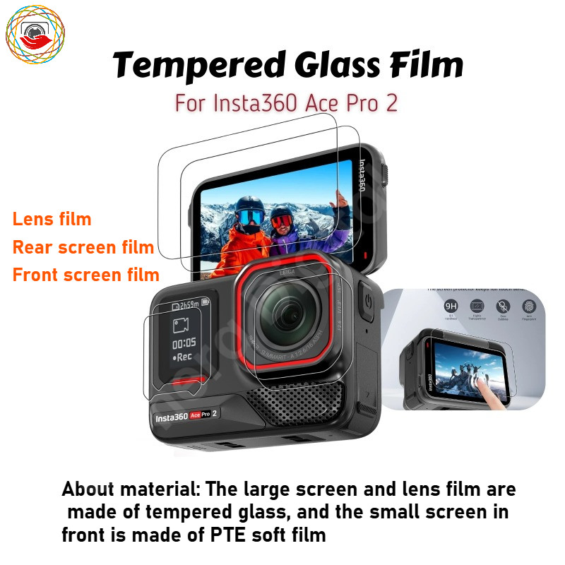 สําหรับ Insta360 Ace Pro 2 ฟิล์มกระจกนิรภัยหน้าจอเลนส์สําหรับ Insta 360 Ace Pro 2 อุปกรณ์เสริม