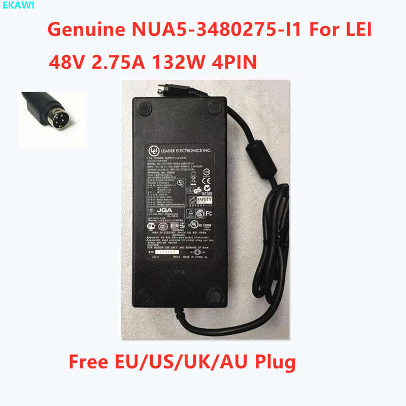 ของแท้ NUA5-3480275-I1 48V 2.75A 132W 4PIN อะแดปเตอร์ AC สําหรับ APPROVAL V06638 LEI LEADER ITE Powe