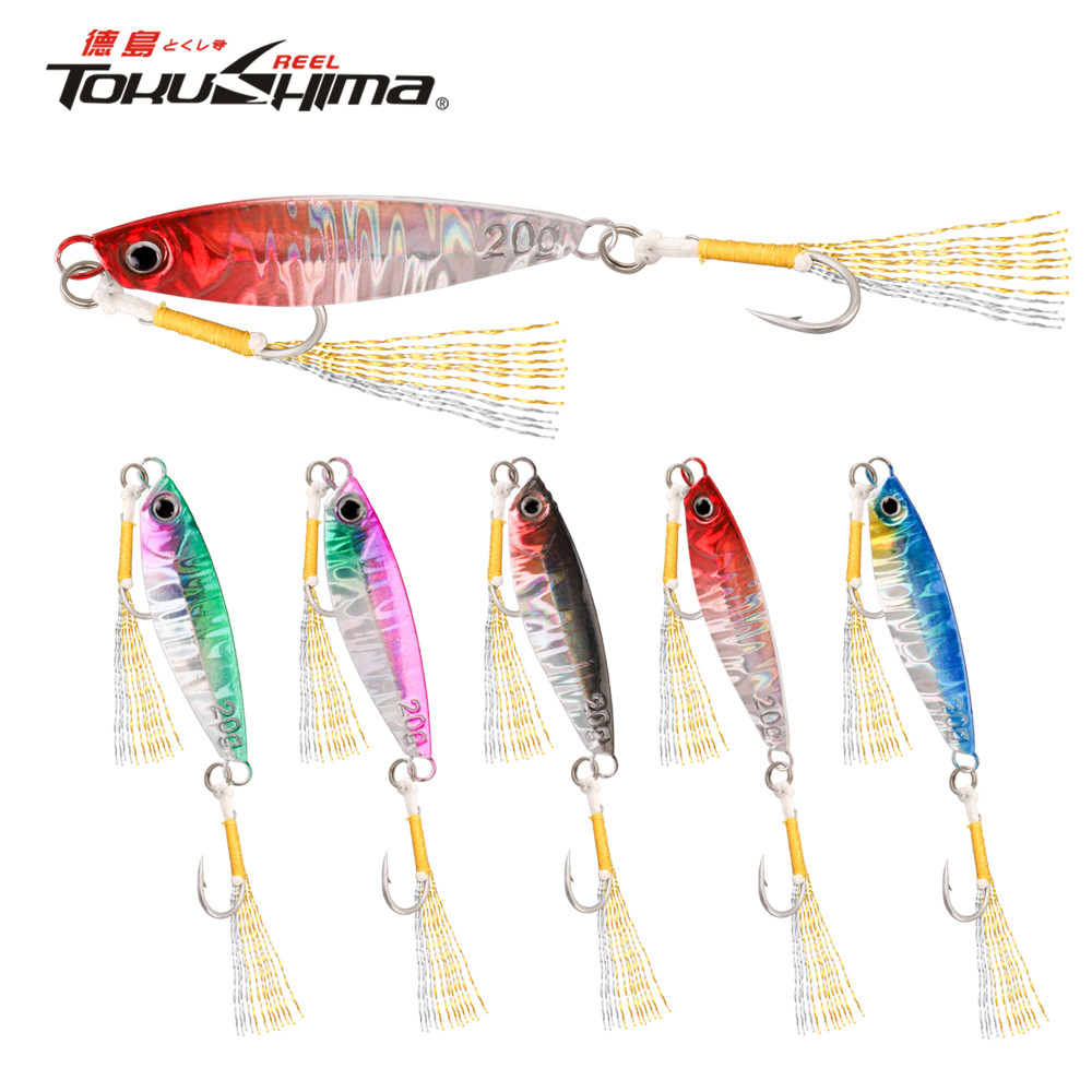 โลหะ Jig Fishing Lure Fast Sinking 7g 10g 15g 20g 25g 30g น้ําเค็ม Casting Lure พร้อม Sharp Assist Hooks แนวตั้ง Jigging เหยื่อประดิษฐ์