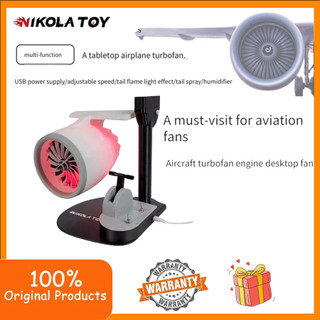 NIKOLATOY Desktop USB creative airplane turbine fan equipped with RGB humidification sprayTurbine cooler