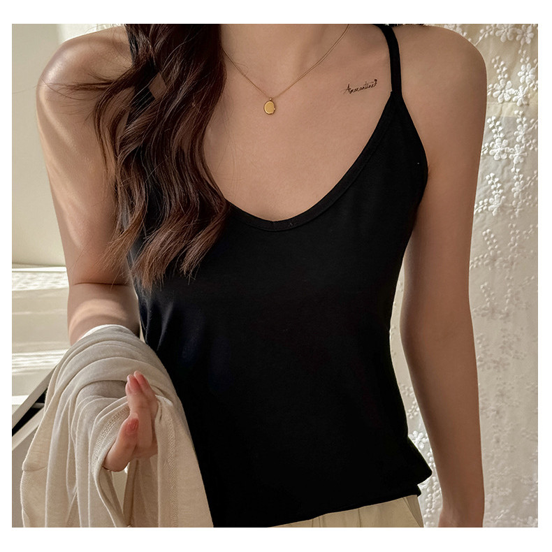 ภายใน เสื้อชั้นในสตรี ลําลองผู้หญิงคอวีแขนกุดสามารถสวมใส่ด้านนอกด้านบน