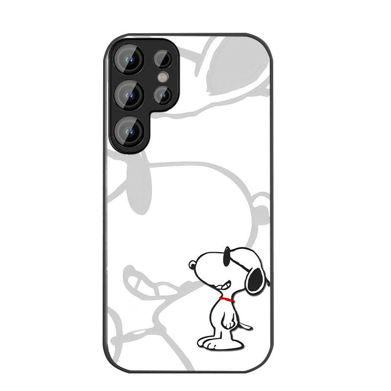 เคส Samsung S25Ultra S24Ultra A55 LensProtect TPU กรอบนุ่มและแผงหลังกระจก สีดำขาว Snoo-py สุนัขน่ารัก S23Ultra S22Ultra S23FE A34 A54 A53 A52 A14 ราคา ถูกที่สุด ดีลบีเคเค แกลเลอรีภาพที่ 2