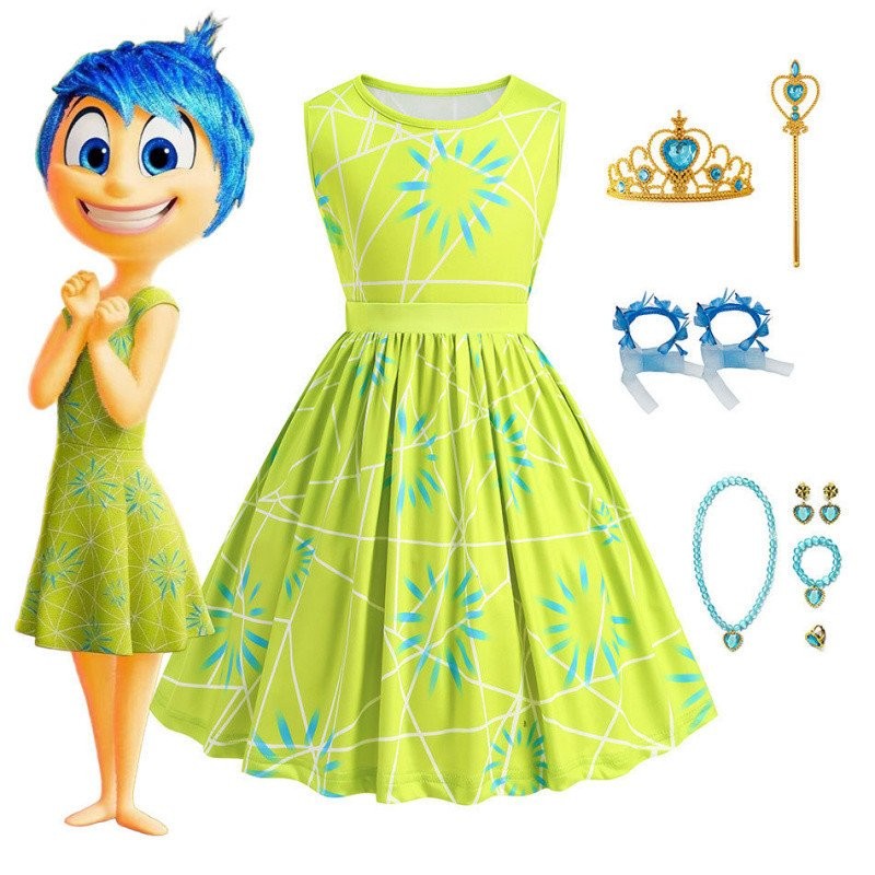 ชุดคอสเพลย์ Joy จาก Girls Inside Out 2 ชุด Disgust สีเขียวไม่มีแขน