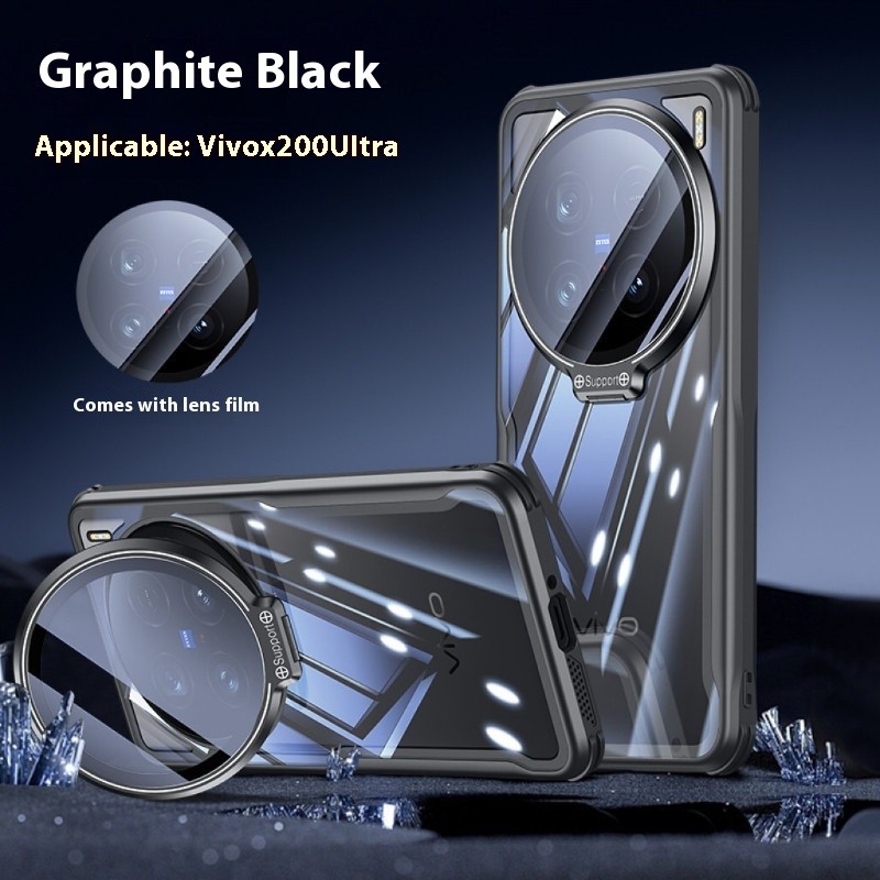 หรูหราโปร่งใสเลนส์ป้องกันวงเล็บเคสโทรศัพท์สําหรับVIVO X200 Ultra X200S X200 Pro X200 Pro Mini X200 สี่มุมป้องกันการตกกันกระแทกฮาร์ดปกหลัง