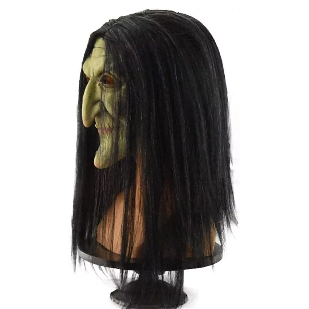 Scary Halloween Long Hair Mask Horror Witch Mask Scary Latex Performance Props