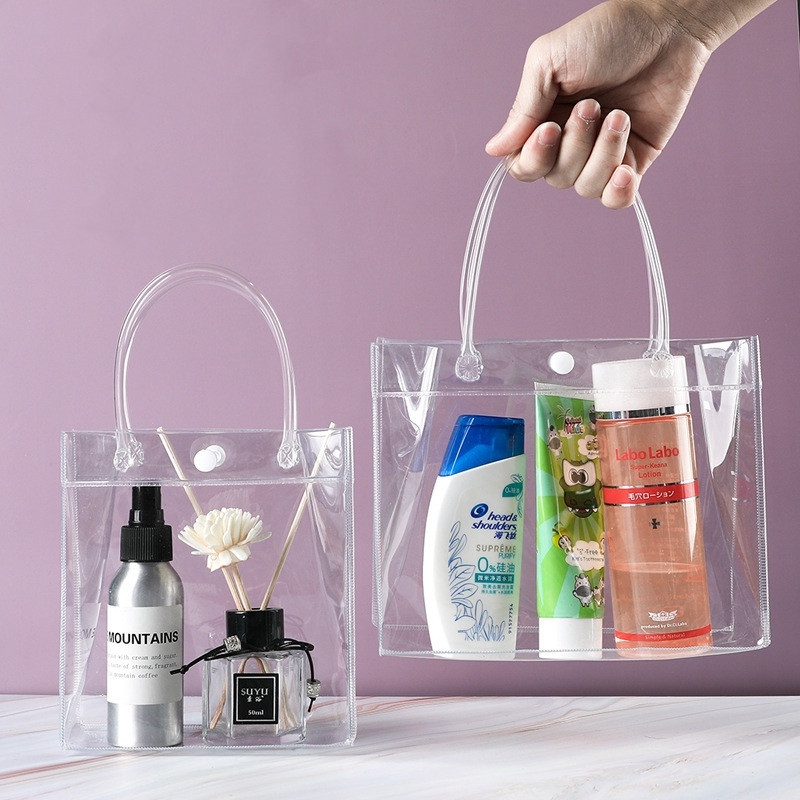 COZII กระเป๋าถือ PVC แบบพลาสติกใส สำหรับทำเป็น ถุงของขวัญ ถุงสังฆทาน มีหลายไซส์ ถุงใสpvc กระเป๋าpvc 