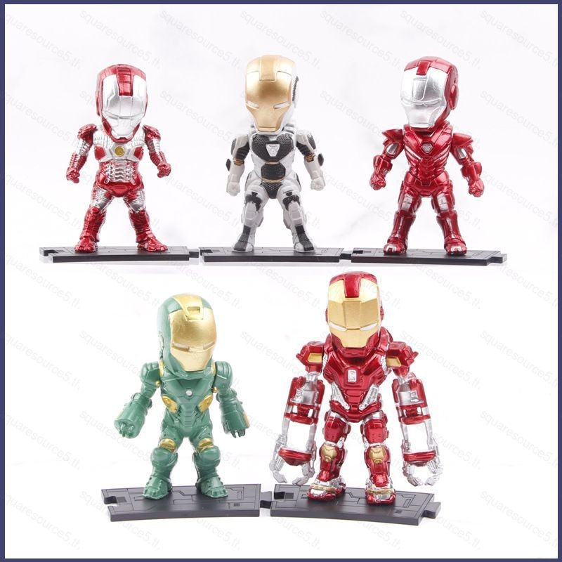 Lg 5pcs รุ่น Q Marvel Iron Man Action Figure MK MechArmour ตุ๊กตาของเล่นสําหรับของขวัญเด็กคอลเลกชันเครื่องประดับ