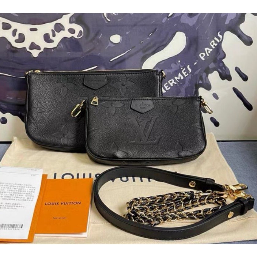 โปรโมชั่นแท้ LV MULTI POCHETTE ACCESSOIRES มือสอง กระเป๋าสะพายโซ่ กระเป๋าสะพายข้าง M80399