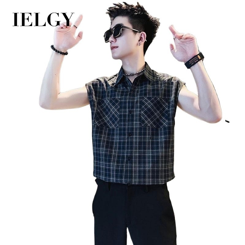 อิลกี้ เสื้อลายสก๊อตฤดูร้อนบางทุกการแข่งขันเสื้อลําลองแขนกุดผู้ชาย