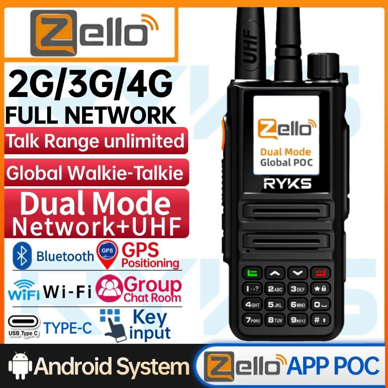 Zello 4G walkie talkie Dual Mode UHF 400-480MHz Two Way Radio With Wifi Bluetooth Long Range Communi