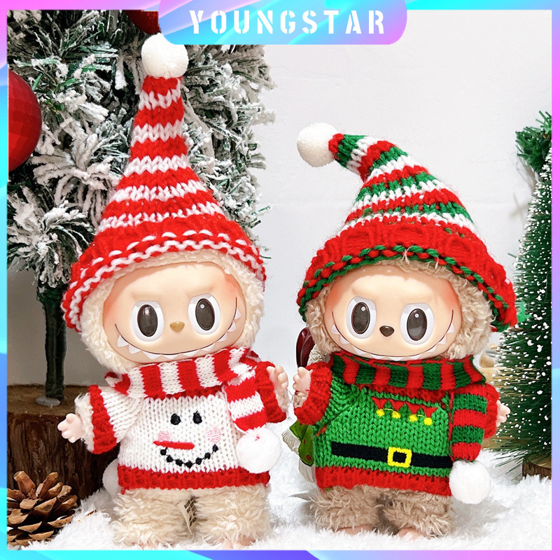 คริสต์มาส dressing labubu Hoodies ตุ๊กตาอุปกรณ์เสริมน่ารักตกแต่งผ้าเล็กๆสําหรับ labu ผ้าคุณภาพสูง