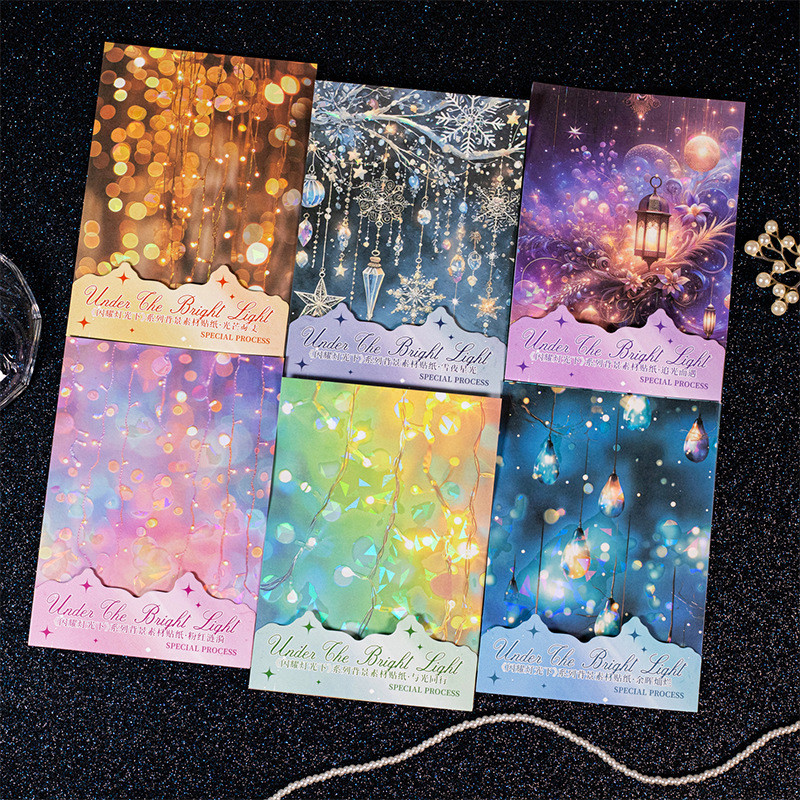 Mr.paper 5แผ่น/ถุง Washi SHELL Light สติกเกอร์ Gorgeous Dream Like แสงพื้นหลังรูปแบบสติกเกอร์มือถือพ