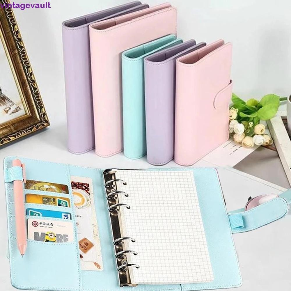 Vintagevault ปกโน๊ตบุ๊ค DIY อุปกรณ์การเรียนโฟลเดอร์แฟ้ม A6/A5 หนัง PU|ปก Notepad สี