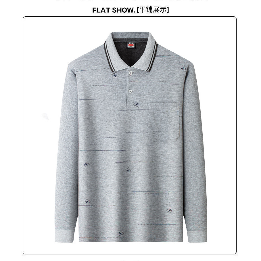 เสื้อโปโลสำหรับพ่อแขนยาวปกหลวมเสื้อ bottoming สบายๆด้านบนสำหรับชายวัยกลางคนและผู้สูงอายุ