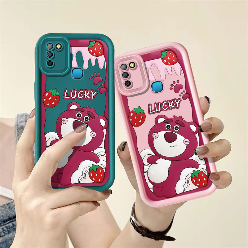 Leisure Lie สตรอเบอร์รี่หมีเคสโทรศัพท์สําหรับ VIVO V1901A V2026 V2033 V2027 V2032 V2042 V2029 V2028 V2038 V2102A V2043 V2048 V23E 4G 1807 S1 S1 Pro กรณีกันกระแทก