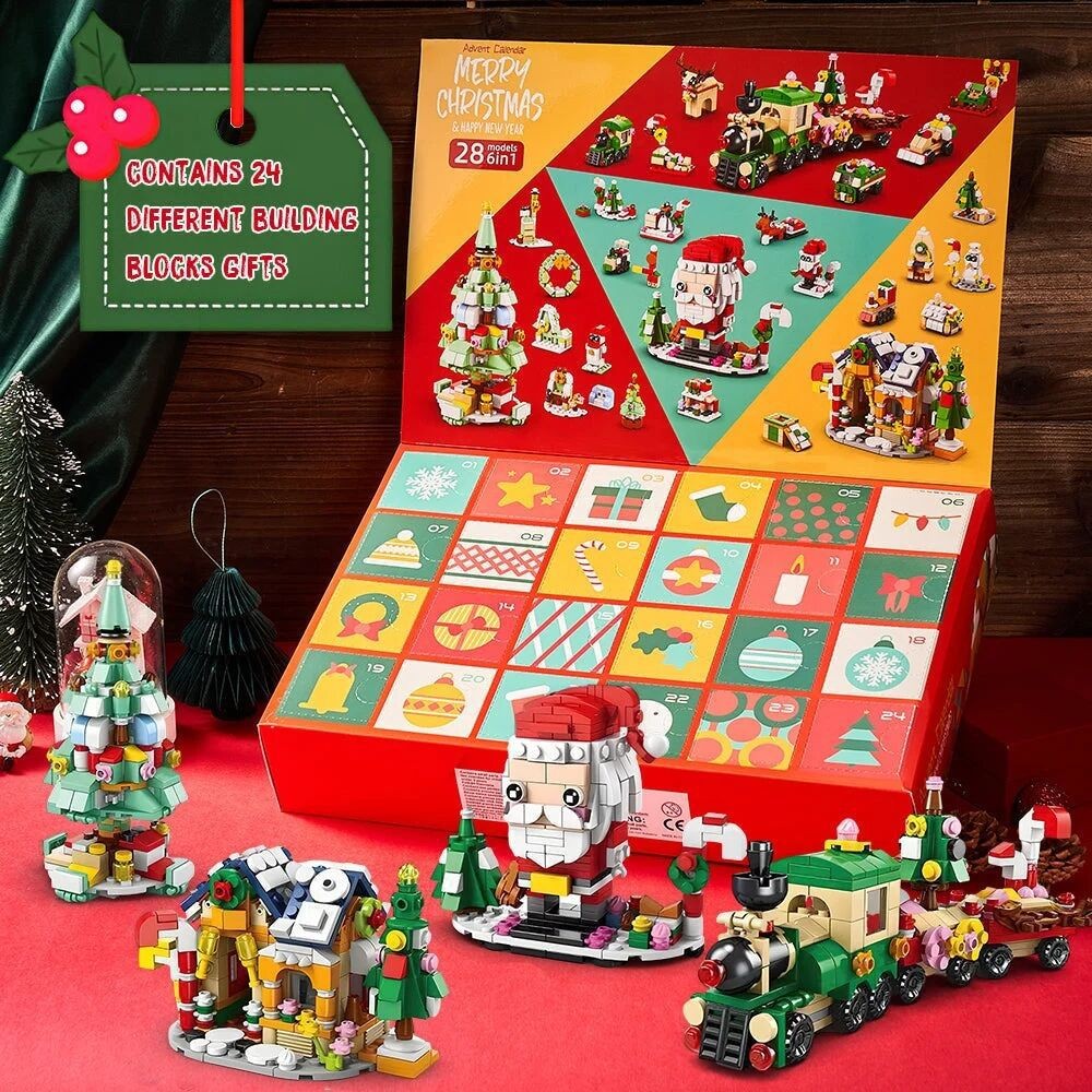 Christmas Building Blo ของขวัญคริสต์มาสนับถอยหลังปฏิทินเด็กคริสต์มาสบล็อกอาคาร