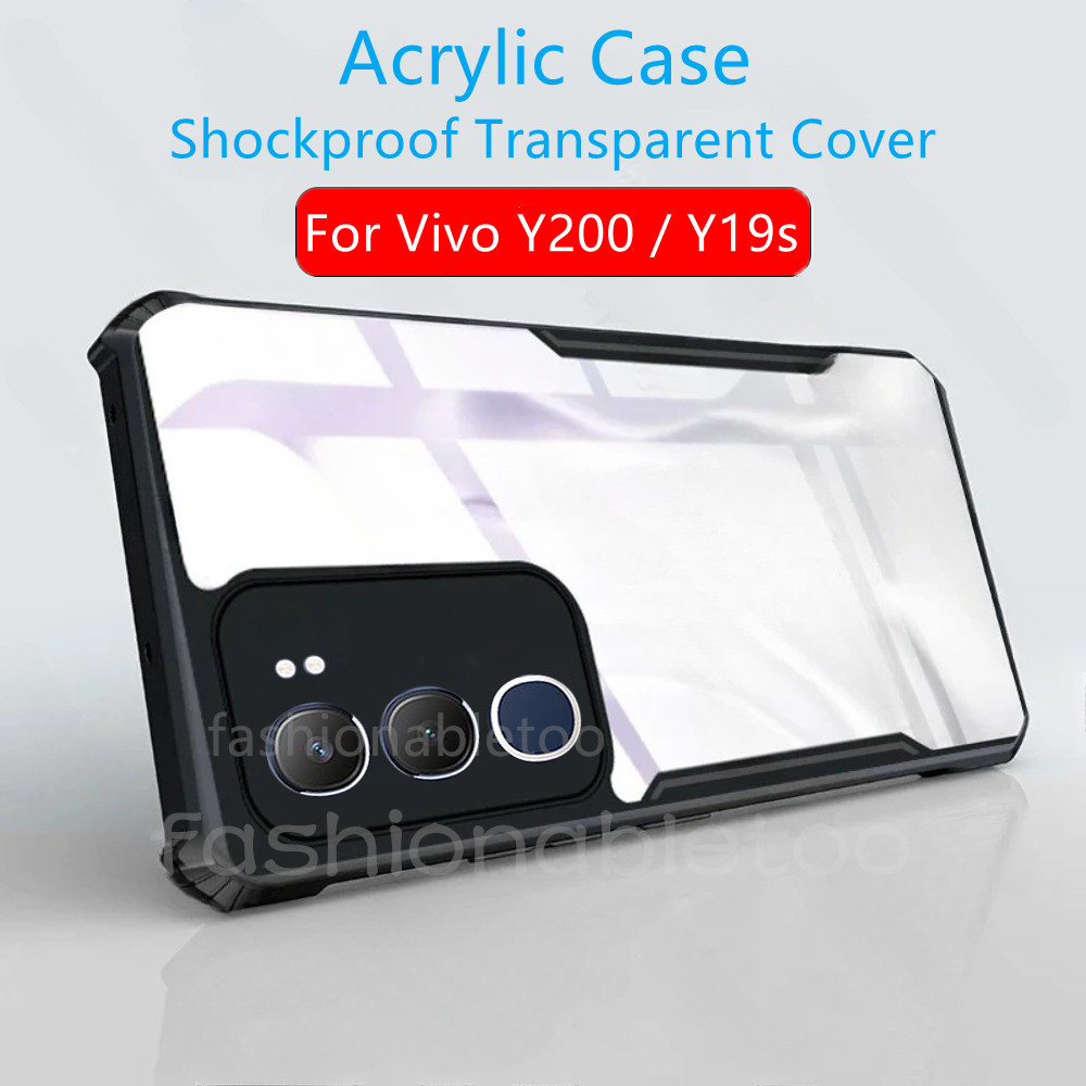 ปลอกสําหรับ Vivo Y200 Y19s Y 200 Y 19s Y19 s VivoY200 VivoY19s 4G 5G 2024 โปร่งใส TPU กันชนอะคริลิคเคสโทรศัพท์เกราะกันกระแทกปกหลัง