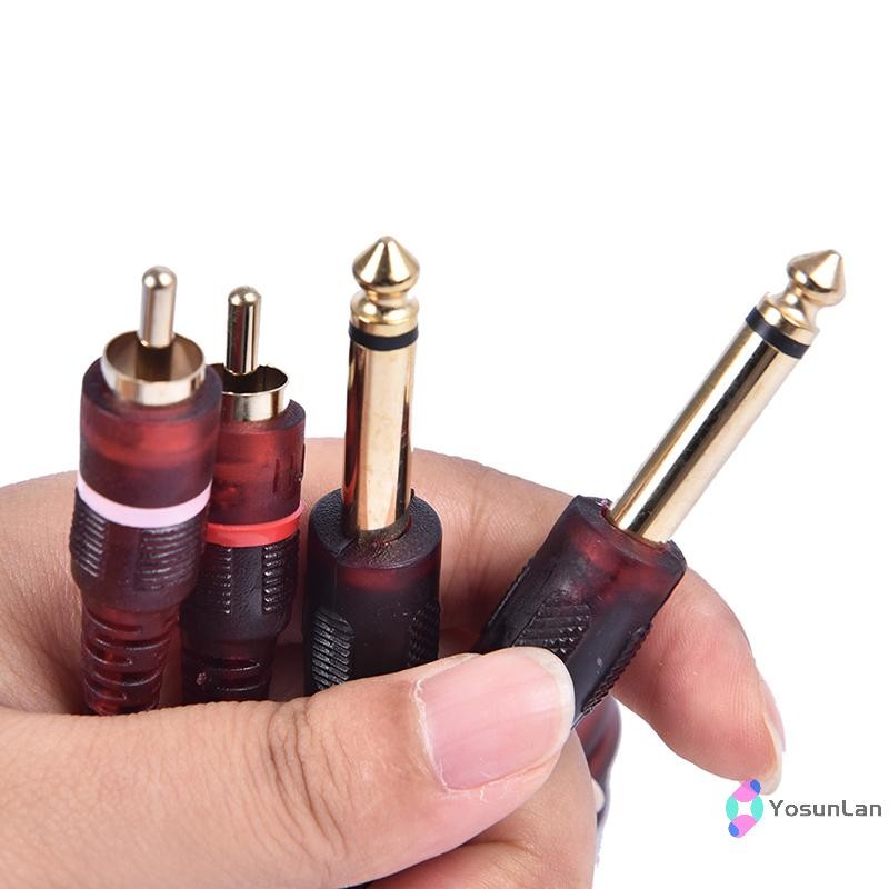 Yosunlan] สายเคเบิล 1.5 ม. สายสัญญาณเสียงผสมตัวผู้ RCA ตัวผู้เป็นคู่ 6.35 มม. 1/4 นิ้วใหม่