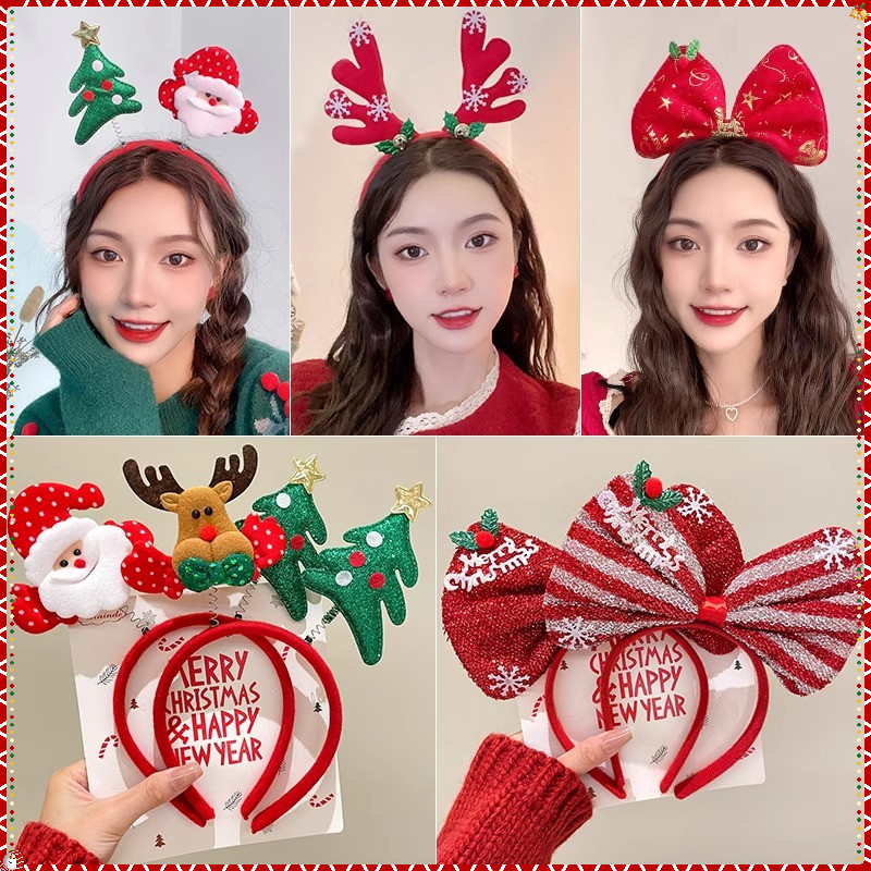 ที่คาดผมไฟ ที่คาดผมคริสต์มาส ที่คาดผมเขาโมริ กวางเอลก์ กิ๊บติดผมน่ารักหญิง ที่คาดผมซานต้า เครื่องประดับ