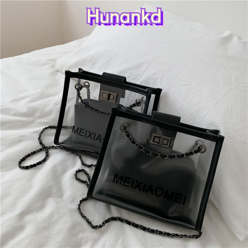 Huan กระเป๋าสะพายข้าง, กระเป๋าด้านในสองชั้น, กระเป๋าเครื่องสําอางแบบใส PU