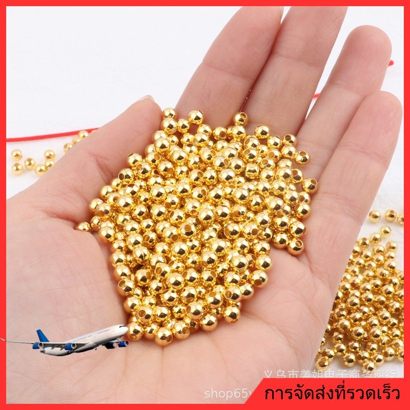 ❤️เครื่องประดับ DIY❤️สินค้าใหม่4มิลลิเมตรทรายทองชุบหนังลูกปัดอุปกรณ์ ทําเอง สร้อยข้อมือ ตัวเว้นวรรค ลูกปัด1มิลลิเมตรหลุมอุปกรณ์เครื่องประดับขายส่ง10ชิ [สร้อยคอ ลูกปัด สร้อยข้อมือ จี้ กําไลข้อมือ ต่างหูห่วง]